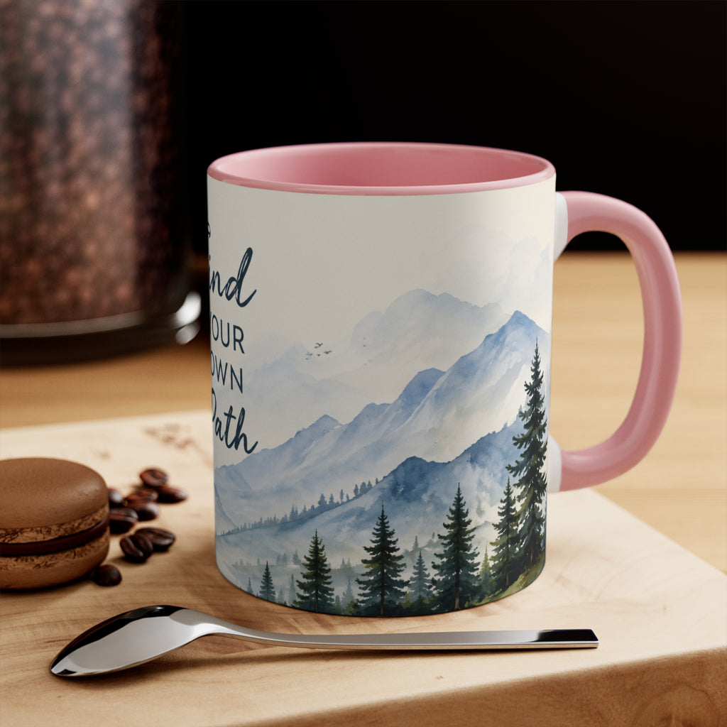 Find Your Own Path Accent Mug — Inspirational Mountain Landscape Coffee Cup