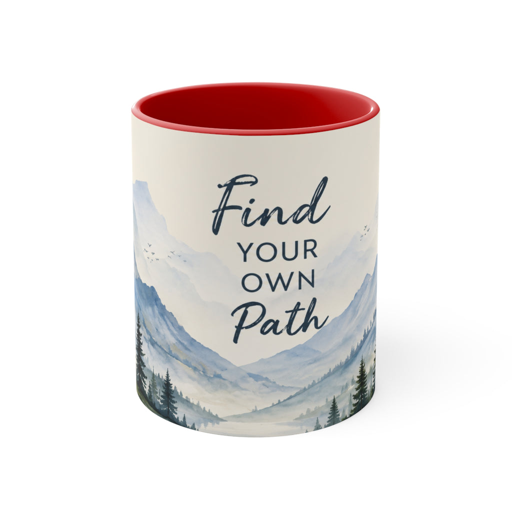 Find Your Own Path Accent Mug — Inspirational Mountain Landscape Coffee Cup