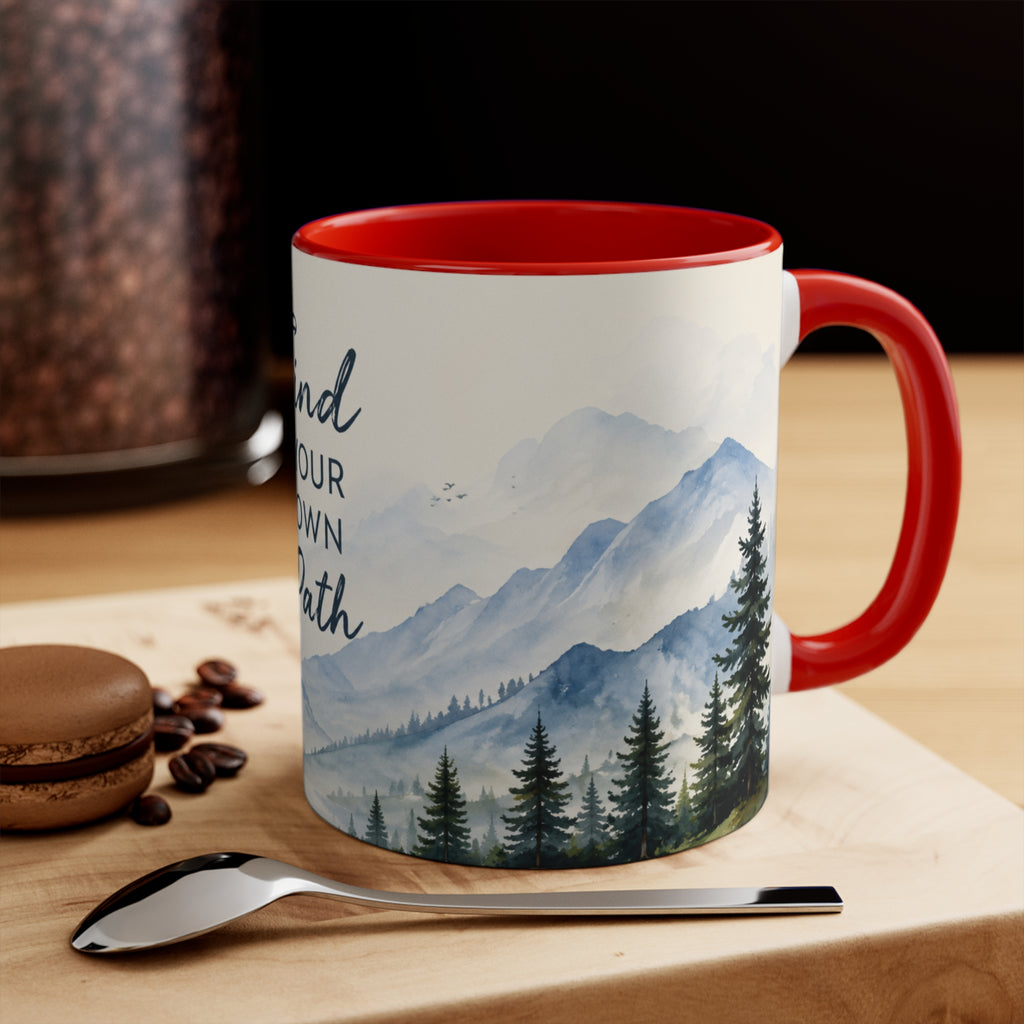 Find Your Own Path Accent Mug — Inspirational Mountain Landscape Coffee Cup