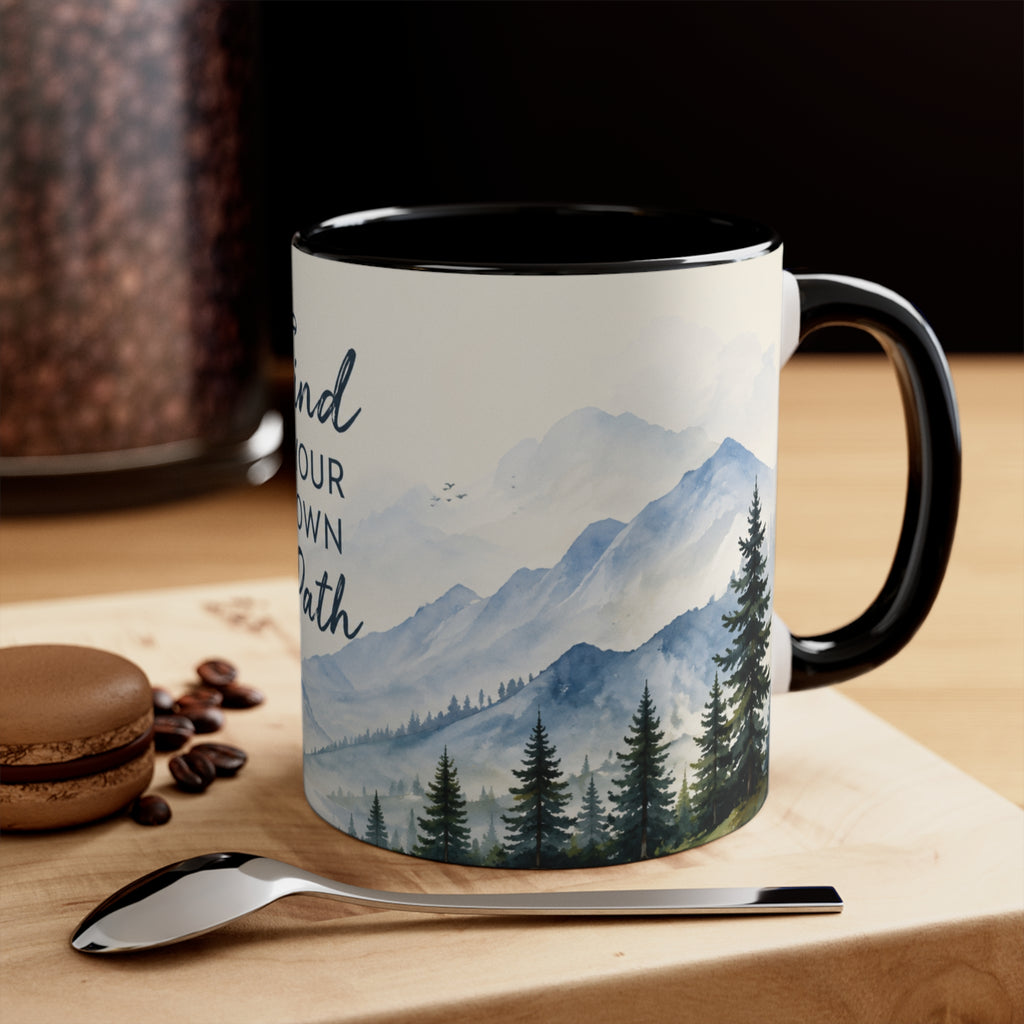 Find Your Own Path Accent Mug — Inspirational Mountain Landscape Coffee Cup