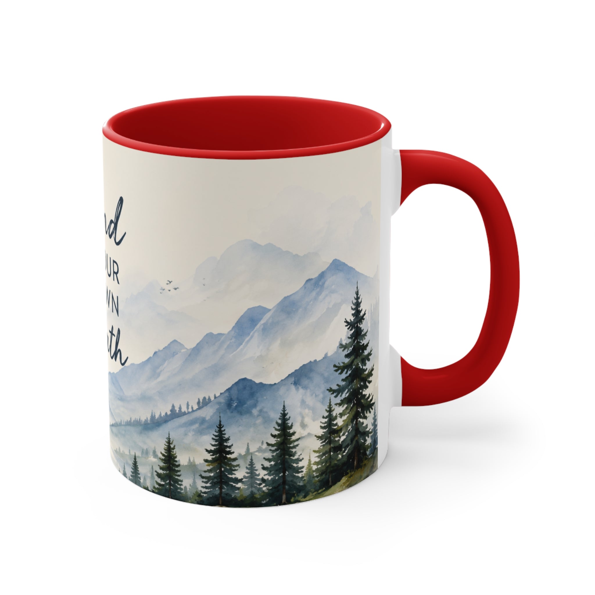 Find Your Own Path Accent Mug — Inspirational Mountain Landscape Coffee Cup
