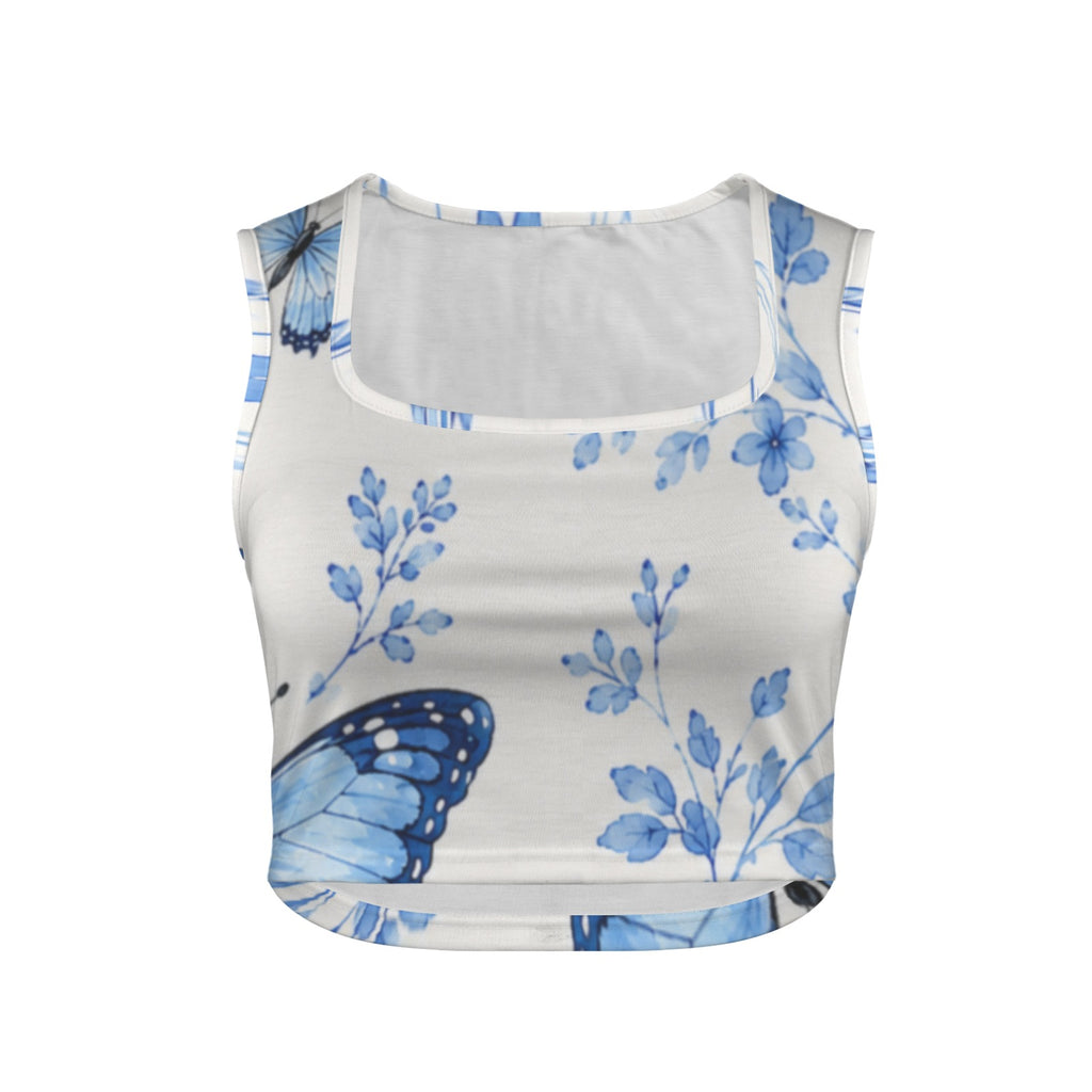 Blue Butterfly & Wildflower Seamless Pattern
